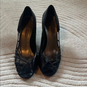 Black Strappy Peep-Toe Heels by Nine West